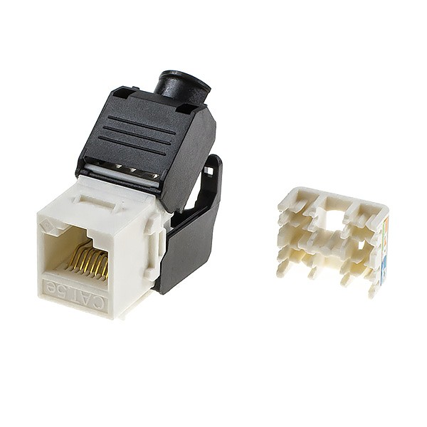 Keystone connector 8p8c, unshielded, cat. 5e, 90°, white 