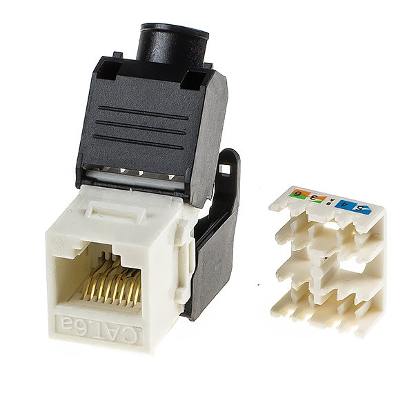 Keystone connector 8p8c, unshielded, cat. 6A, 90°, white 