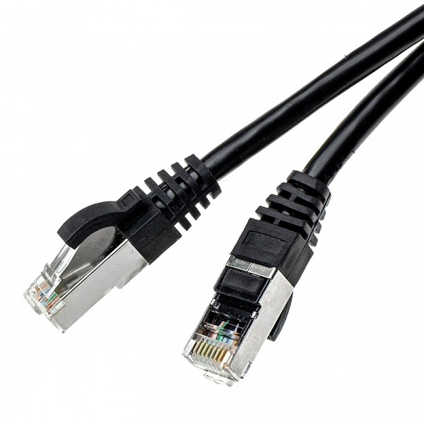 Patch cable S/FTP (PiMF) cat. 6A,  1.0 m, black, LSOH 