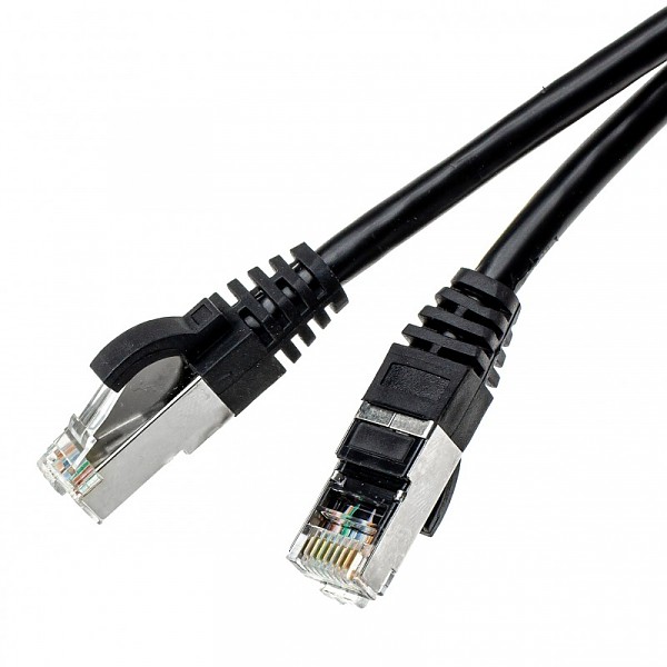 Patch cable S/FTP (PiMF) cat. 6A,  2.0 m, black; LSOH 