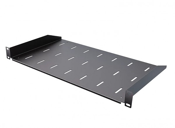 Punched shelf, 19", 270 mm, 1U, black 