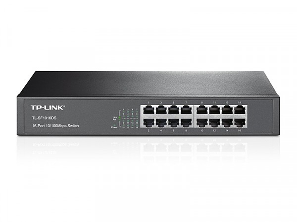 Unmanaged switch, 16x 10/100 RJ-45, 19" Rack-mounting Bracket (TP-Link TL-SF1016DS) 