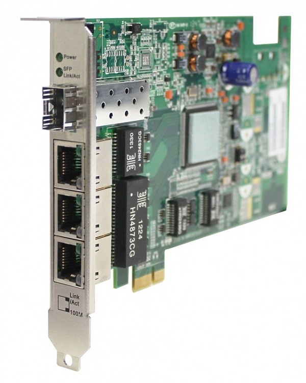 Unmanaged switch, 3x 10/100/1000 RJ-45, Gigabit Ethernet, 1x 100/1000Base-X SFP, PCIe slot (ORing IGCS-E131GP) 