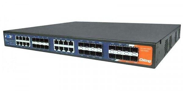 Managed switch, 16x 10/100/1000 COMBO Ports with SFP + 8 slide-in SFP slots, O/Open-Ring <30ms (ORing RGS-9168GCP-EU) 