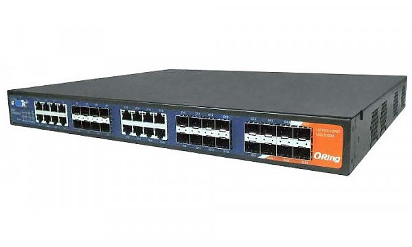 Managed switch, 16x 10/100/1000 COMBO Ports with SFP + 8 slide-in SFP slots, O/Open-Ring <30ms (ORing RGS-9168GCP-E-EU) 