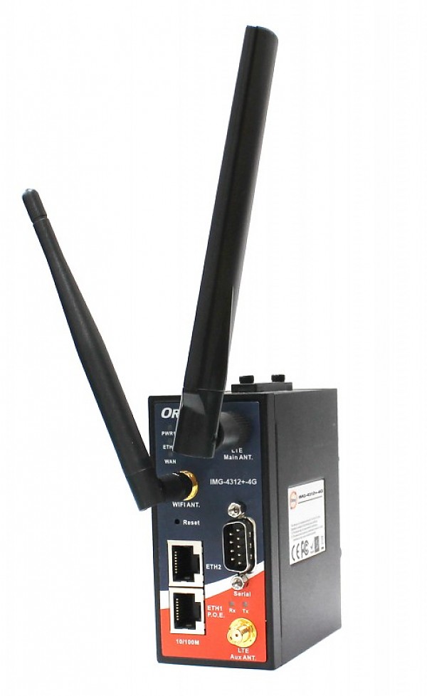 Wireless router 4G LTE, 2x 10/100 RJ-45 (LAN) + 1x 802.11b/g/n (WLAN) + 1x RS-232/422/485 (ORing IMG-4312-4G) 