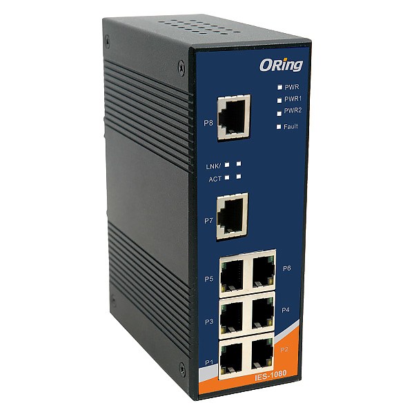IES-1080, Industrial 8-port Unmanaged Ethernet Switch, DIN, 8x 10/100 RJ-45, ORing