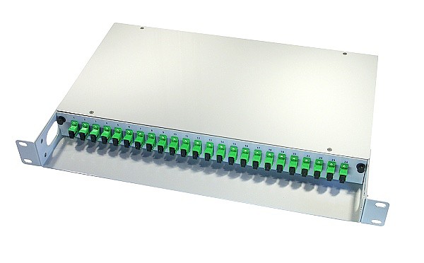 Fiber optic Splice box, 24xSC/APC SM simplex, 24x pigtail SC/APC SM 1m