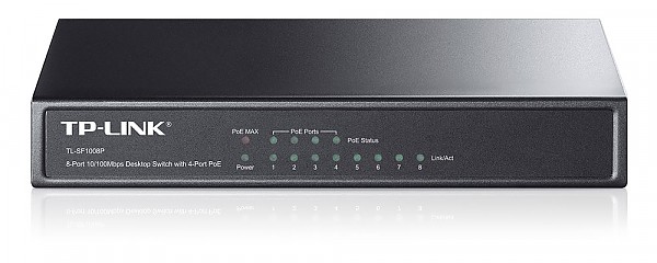 TP-Link TL-SF1008P, Unmanaged switch, PoE,  8x 10/100 RJ-45, desktop 