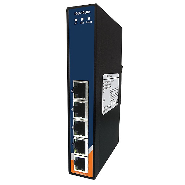 IGS-1050A, Industrial Slim Type 5-Port Unmanaged Gigabit Ethernet Switch, DIN, 5x 10/1000 RJ-45