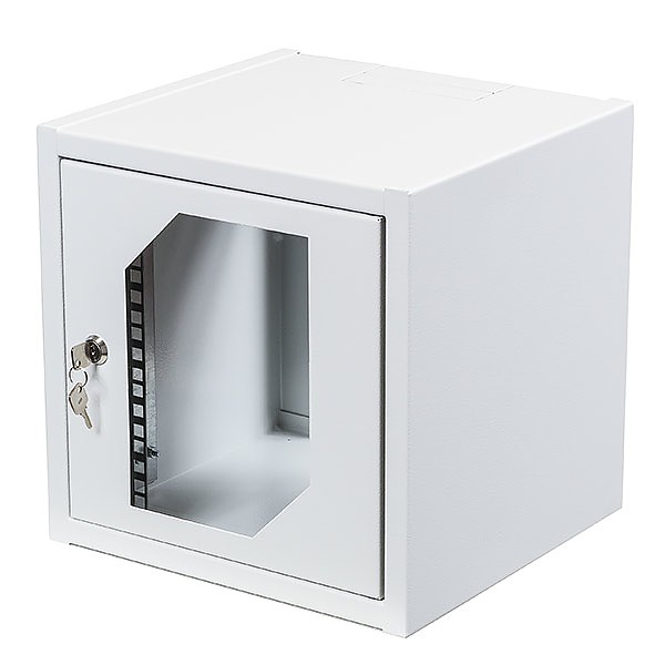 6U cabinet, rack 10", wall-mounted, glass door, 322 x 322 x 300mm