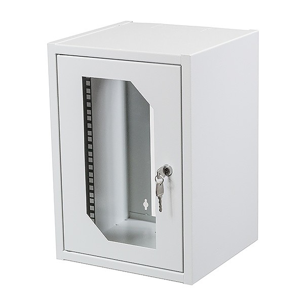 9U rack cabinet, 10", wall-mounted, glass door, 454x322x300mm