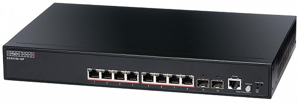 Edge-corE ECS2100-10P, Smart switch,  8x 10/100/1000 RJ-45, 2 slide-in SFP, 9" (19")