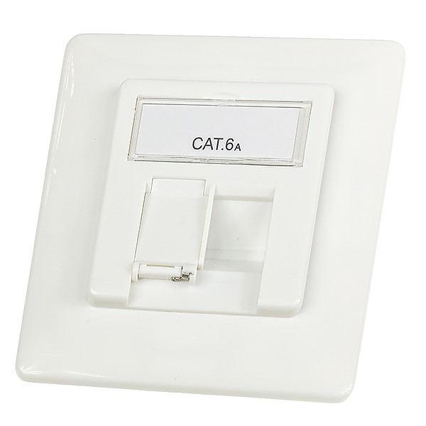 Wall plate mount box, cat. 6A, 1x RJ-45, FTP 