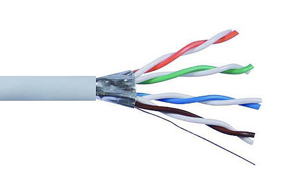 UFTP Cat6A Network Cable, grey, solid copper wire 23 AWG, 305m, solid