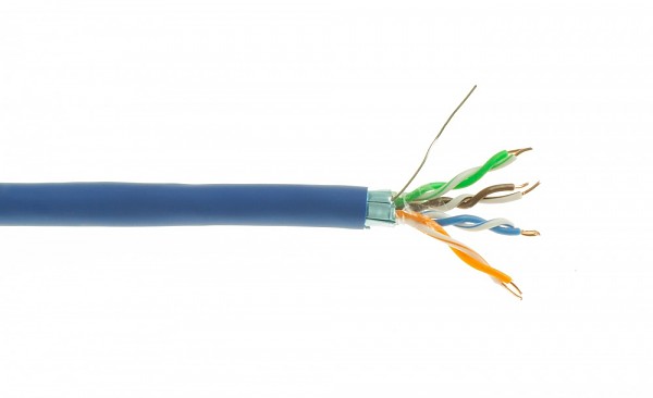 Cable F/UTP, cat.5E, blue, LSOH, 4x2x24 AWG, 305m, solid (Wave Cables)