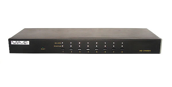 KVM switch, Wave KVM ,  8 to 1, PS/2 or USB console, PS/2 and USB PC ports, 19" 