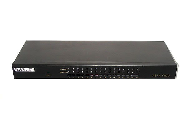 KVM switch, Wave KVM , 16 to 1, PS/2 or USB console, PS/2 and USB PC ports, 19" 
