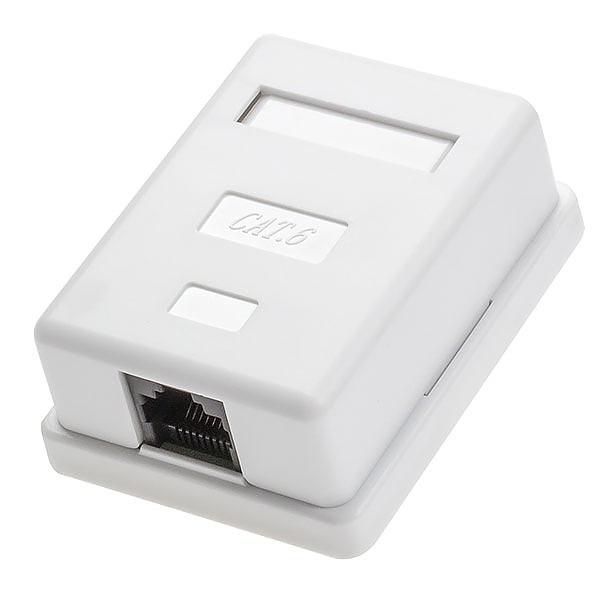 Surface-mount box, cat. 6, 1x RJ-45, STP, clipped 