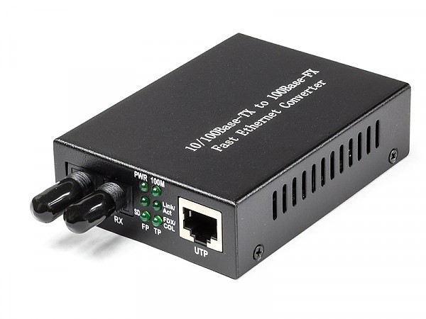 Media converter 10/100M RJ-45/ST, MM 1310nm, 2km