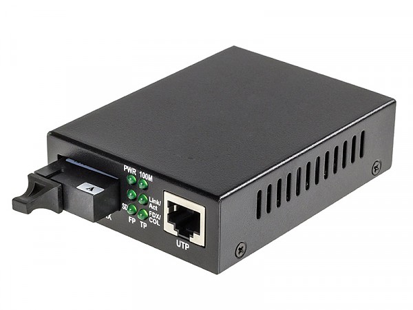 Media converter 10/100/1000 Mbps RJ-45/SC, SM 1310nm, 10km, WDM (Wave Optics, WO-KB-SWS-010K-A) 