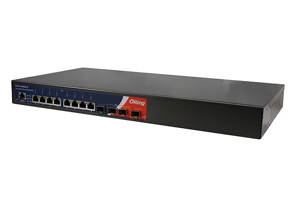 RGPS-9084GP-P-EU, Industrial 12-port rack mount managed Gigabit PoE Ethernet switch, 8x 10/1000 RJ-45 PoE + 4 slide-in SFP slots, O/Open-Ring <30ms