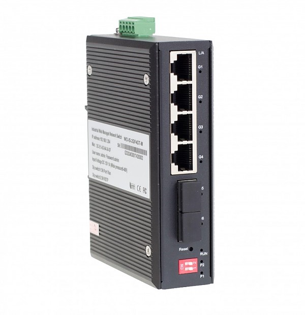 Managed industrial switch, 4x 100/1000 RJ-45, 2x 1000 SFP (Wave Industrial WO-IS-M2GF4GT-M) 