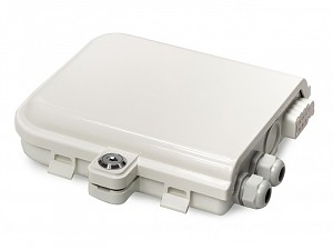 Splice box, 8 cores outdoor (IP65) FTTH box, 8x SC simplex, w/o adaptors 