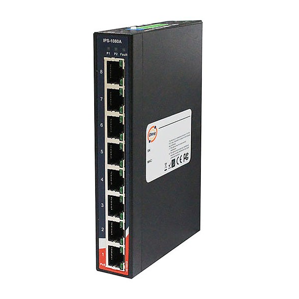Unmanaged switch, 8x 10/100 RJ-45 PoE, slim housing (ORing IPS-1080-24V)