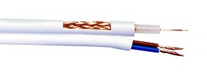 Coaxial cable YAp RG59 + 2 x power cable 1mm2, white, 100m 