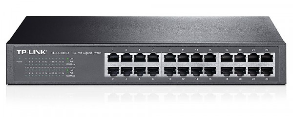 TP-Link TL-SF1024D, Unmanaged switch,  24x 10/1000 RJ-45, 11.6" 19"