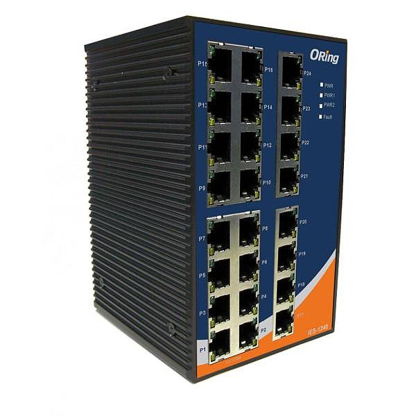 IES-1240, Industrial 24-port unmanaged Ethernet switch, DIN, 24x 10/100 RJ-45