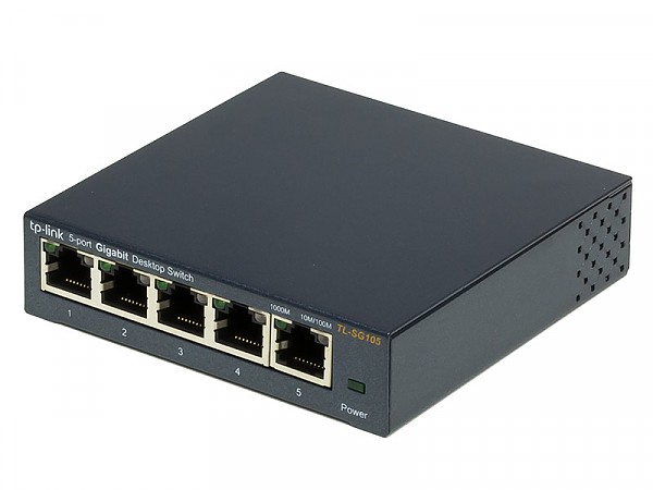 Unmanaged switch,  5x 10/100/1000 RJ-45, desktop (TP-Link TL-SG105) 