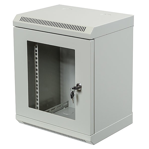 9U rack cabinet, 10", wall-mounted, glass door, 280mm
