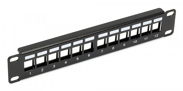 Patch panel, 12-port, keystone, 1U, 10", blank 