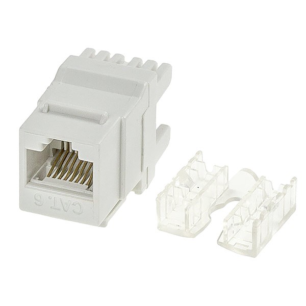 Keystone connector 8p8c, unshielded, cat. 6, 180, white 