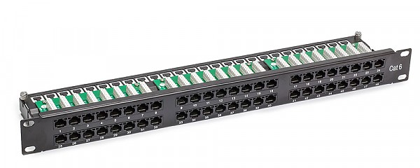 48 port patch panel, UTP, cat. 6, 1U, 19", Krone type