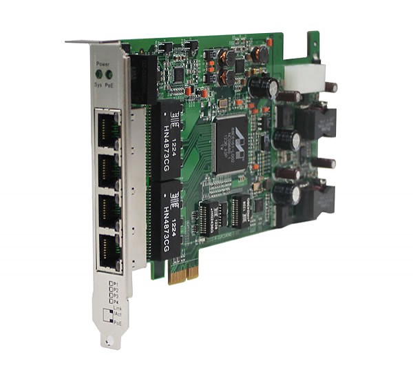 IGPCS-E140, Industrial 4-port PCIe unmanaged Gigabit PoE Ethernet switch card, 4x 10/100/1000 P.S.E. RJ-45