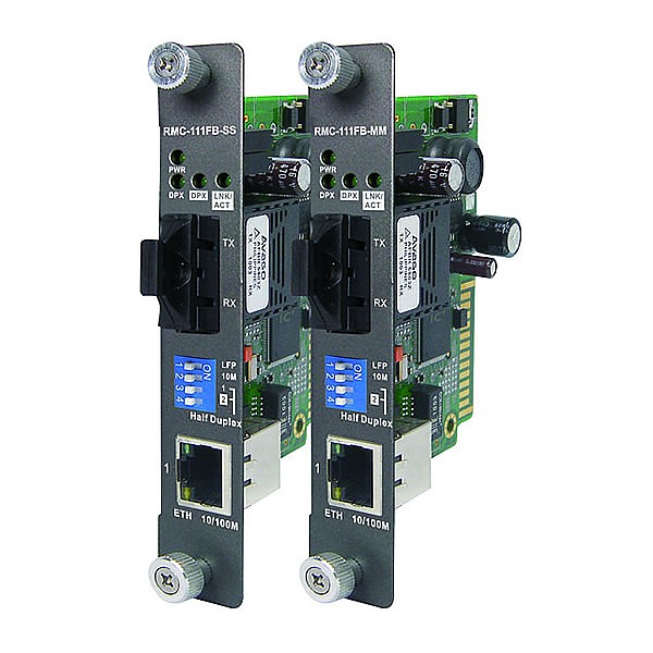 RMC-111FB-MM, Industrial Rack-mount card type Ethernet to fiber media converter, 1x 10/100Base-TX + 1x 100Base-FX fiber (MM SC)