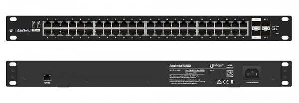 Managed switch, 48x 10/1000 RJ-45, 2x 100/1000 SFP, 2x 10G SFP+, PoE+, 19" (Ubiquiti ES-48-500W) 