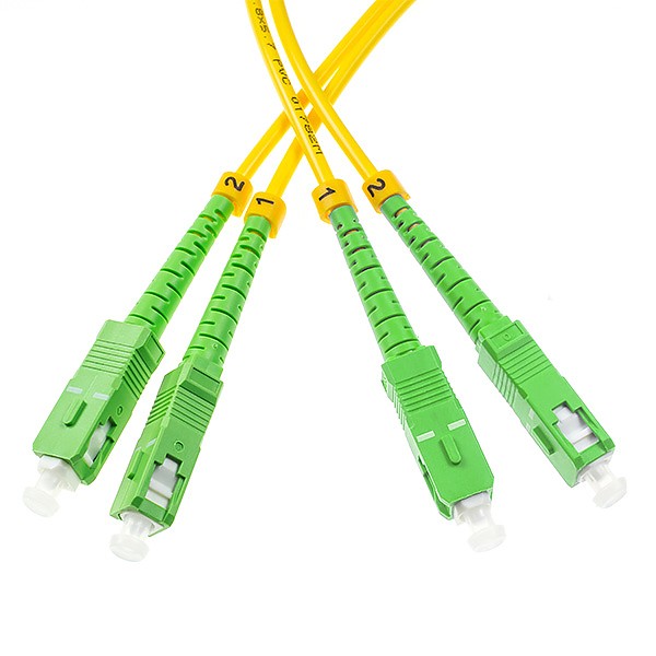 Fiber optic patch cord, SC/APC-SC/APC, SM, 9/125 duplex, G652D fiber 3.0mm, 1m
