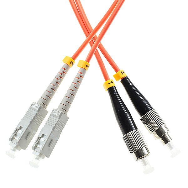 Fiber optic patch cord, SC/UPC-FC/UPC, MM, 50/125 duplex, OM2 fiber, 1m