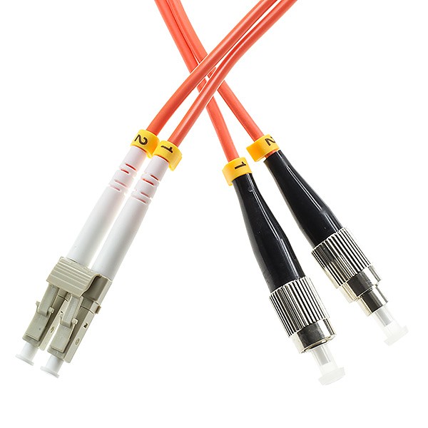 Fiber optic patch cord, LC/UPC-FC/UPC, MM, 50/125 duplex, OM2 fiber 3.0mm, 1m