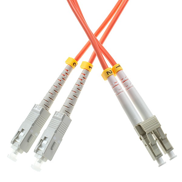 Fiber optic patch cord, SC/UPC-LC/UPC, MM, 62.5/125 duplex, OM1 fiber, 1m