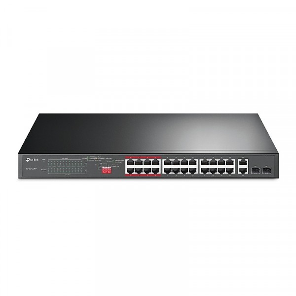 TP-Link TL-SL1226P, Unmanaged switch, 24x 10/100/1000 RJ-45, 2x 10/100/1000 RJ-45, 2x SFP, PoE+