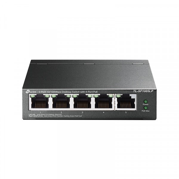 4 Port Full Gigabit PoE Switch with Fiber Unmanaged, 5 Gigabit PoE+ Ports  with 1 Gigabit Uplink Port, Total Power Budget 65W, 803.af/at Compliant