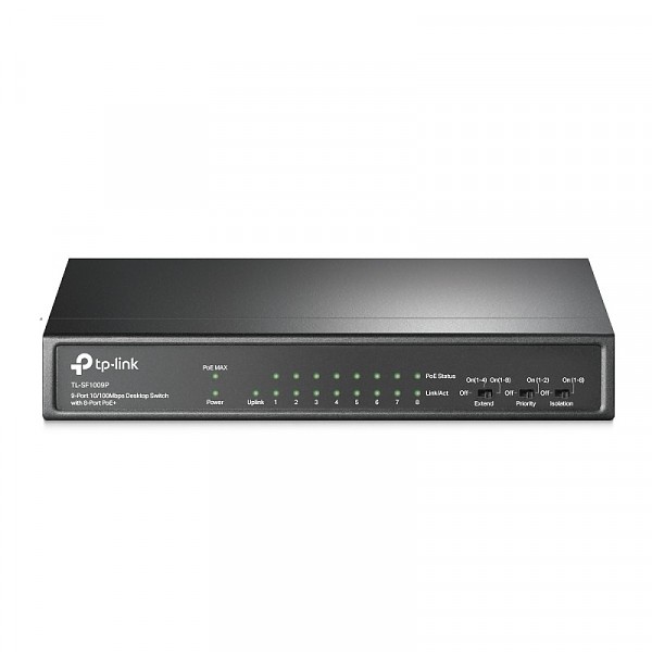 TP-Link TL-SF1009P, Unmanaged switch, 9x 10/100 RJ-45, PoE+, desktop