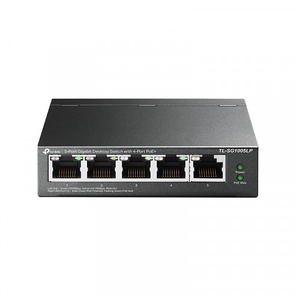 TP-Link TL-SG1005LP, Unmanaged switch, 5x 10/100/1000 RJ-45, PoE+, desktop