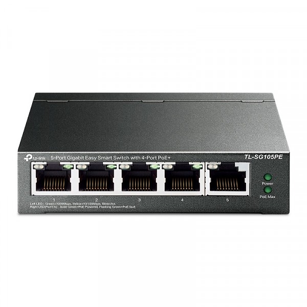 Smart switch,  5x 10/100/1000 RJ-45, PoE+, desktop (TP-Link TL-SG105PE) 
