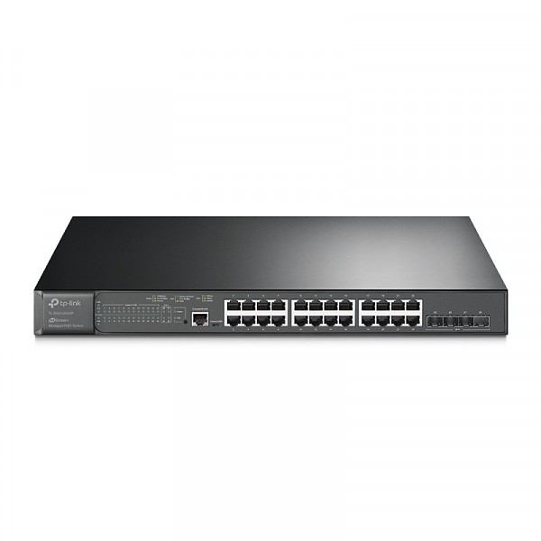 Managed switch,  24x 10/100/1000 RJ-45, 4 slide-in 10G SFP+ slot, PoE+, 19" (TP-Link TL-SG3428XMP) 